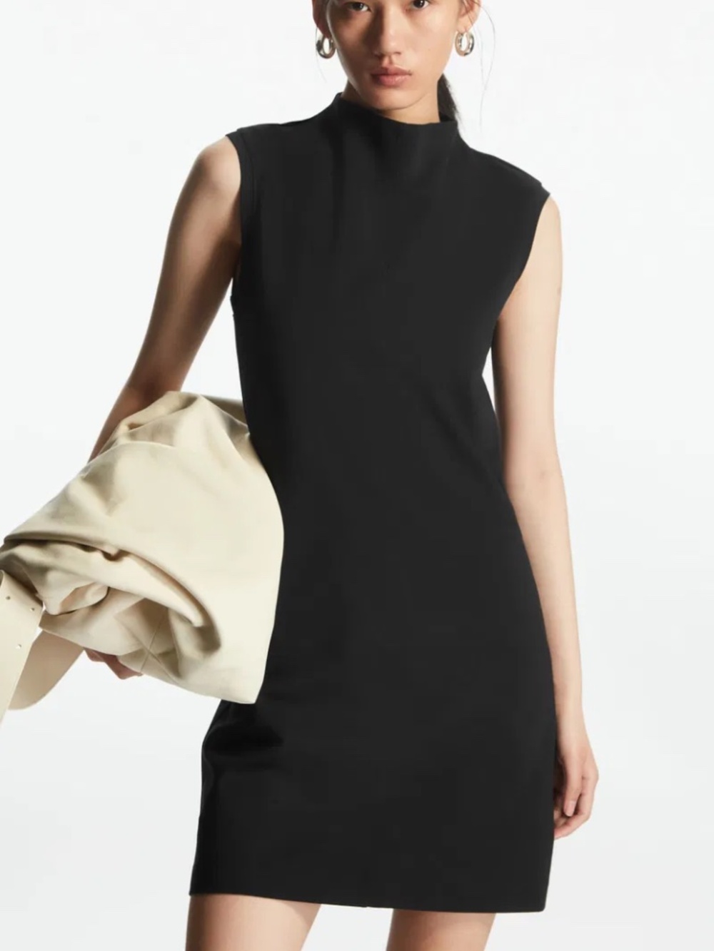 COS Slim-Fit Mock-Neck Mini Dress